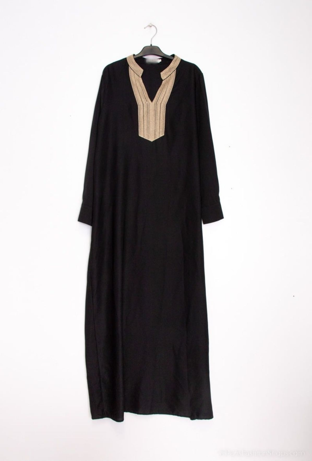 ROBE AVEC BRODERIE DORÉE -NOIR-