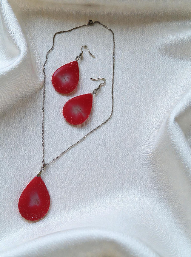 Parure Gouttes Étincelantes – Résine &amp; acier inoxydable