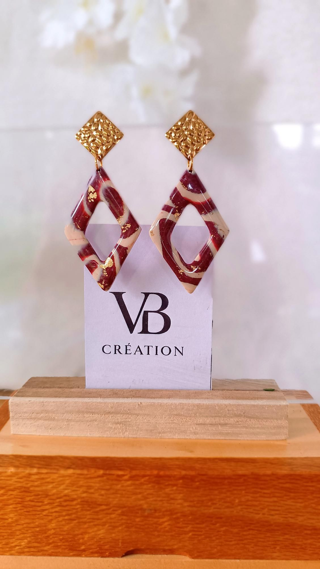 Losanges marbrés Bordeaux puces losanges or