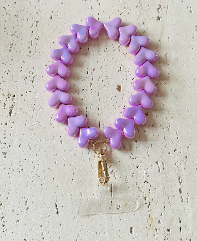 Hartjes Telefoonkoort paars holografisch 