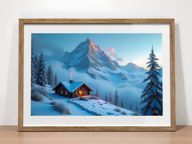 Photo encadrée Chalet Montagnard Vintage – Tirage d’art qualité musée &amp; décoration cosy