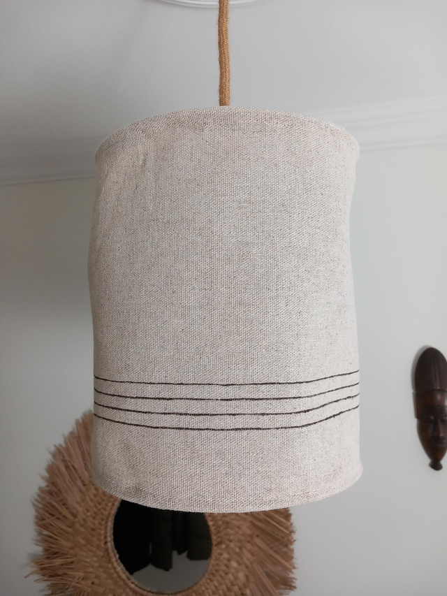 Abat-jour pour suspension en chanvre peint à la main diamètre 25 cm