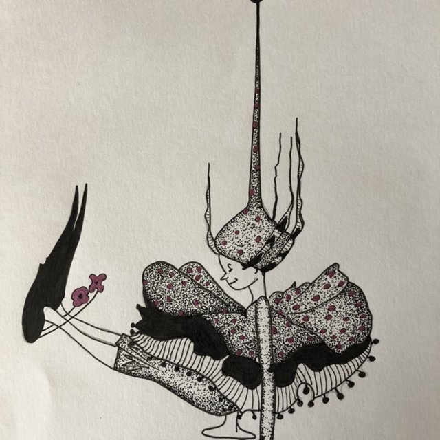 Fête - chute d’un lutin - 16 x 21 cm - encadrement