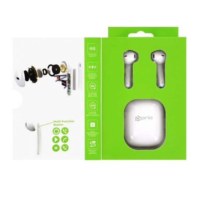 Prio Auricolare True Wireless bianchi