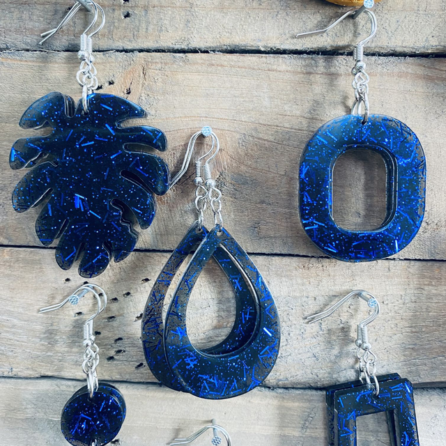 Boucles d'oreilles Glitter Amber bleu