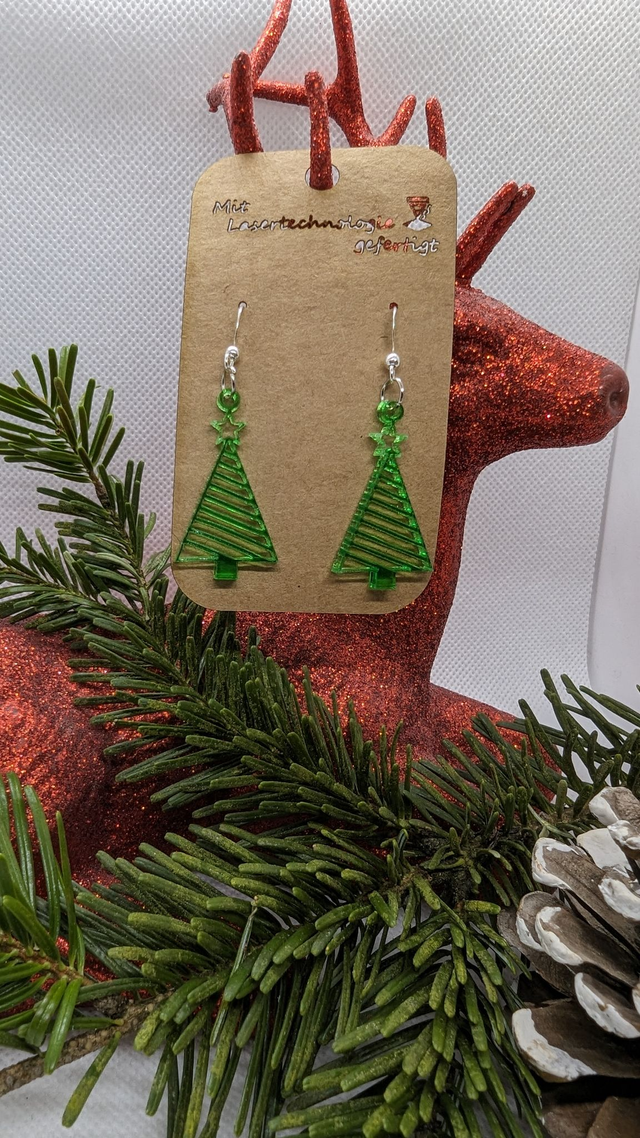 Ohrringe Acryl Baum gestreift grün