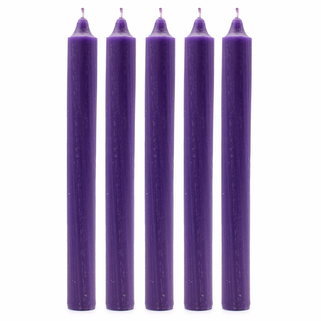 Pack of 5 Purple Solid Colour Dinner Candles