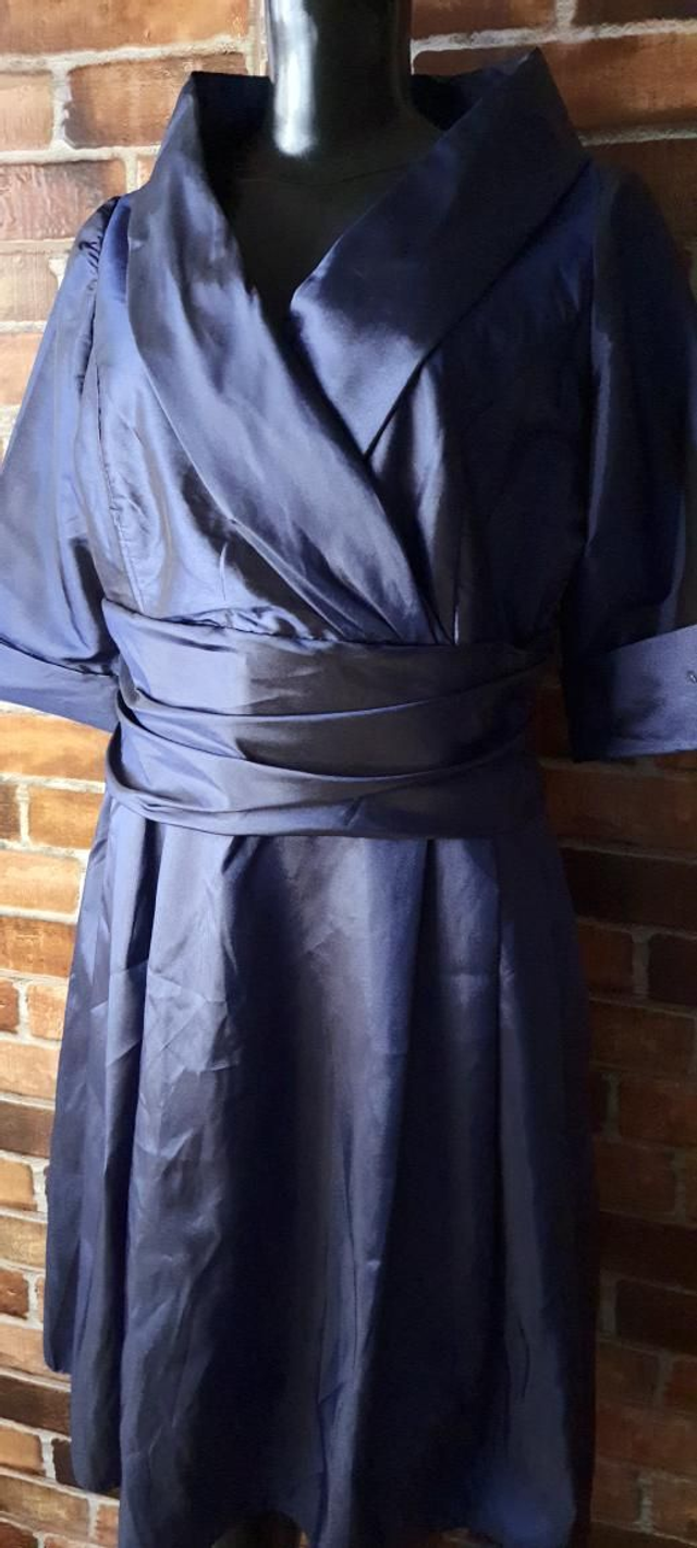 Vestido Curto Azul De Cetim Fosco, T/G