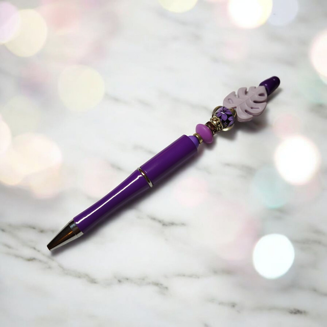 Stylo perles violet