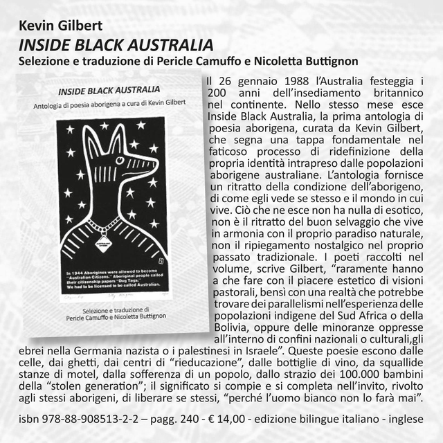 Kevin Gilbert, "Inside black Australia", (trad. e cura di Pericle Camuffo e Nicoletta Buttignon), qudulibri 2014