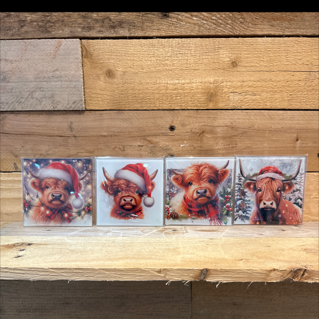 Glass Highland Cow Coaster 