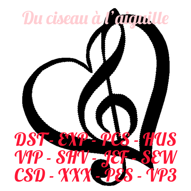 fichier broderie clef de sol - Cadre 10x10 / 12 Formats