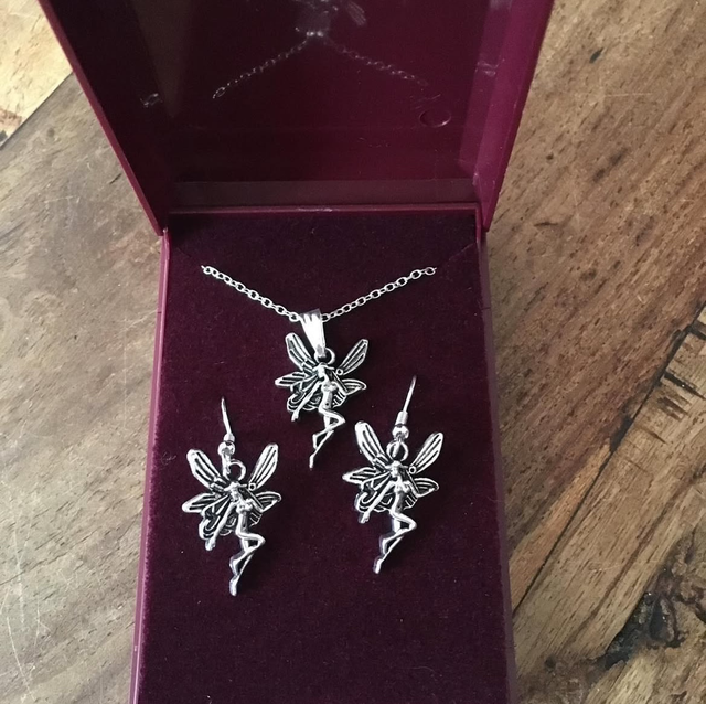Fairy set 18” Silver Plated Chain Earrings on Silver Plated ear hooks 