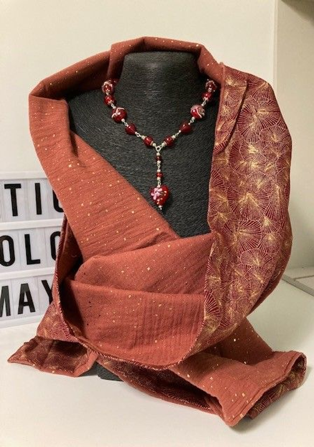 Écharpe double-gaze terracota