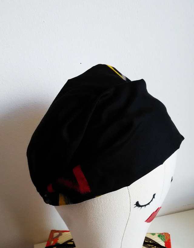 Japanese Vintage Silk Fabric Headband, Black Colour headband, Geometric Pattern Hair accessory, Gift for her, Hair band