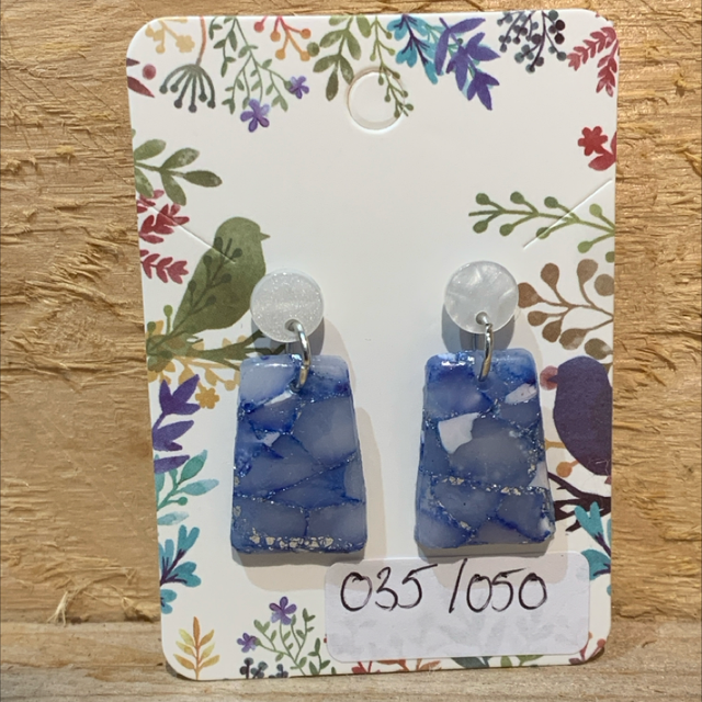 Blue Marble Polymer Clay Earrings 