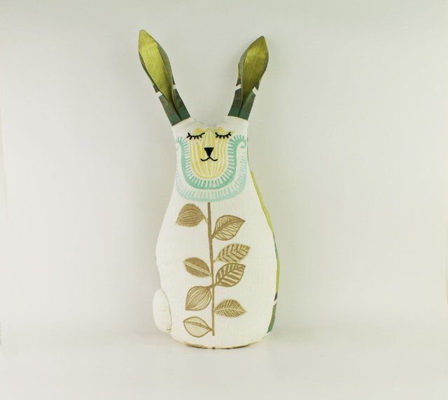 Bunny Doorstop, Hand Embroidered Bunny Doorstop, Unique Handmade Cotton and Silk Bunny Rabbit Bookend, House Warming Gift, Made in UK