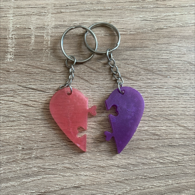 Porte-clés duo cœur