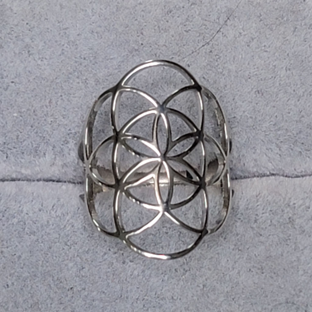 Bague ajustable acier inoxydable Fleur de vie 3