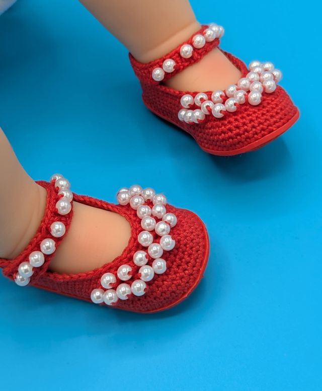 Ballerines bébé crochet avec perles - Mailles et Brillants