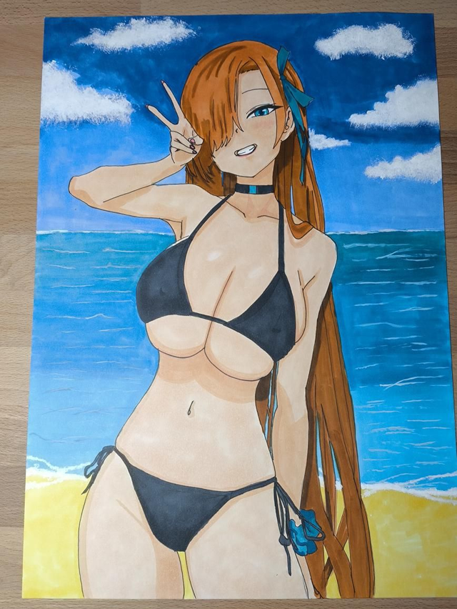 Multi techniques Beach girl A3