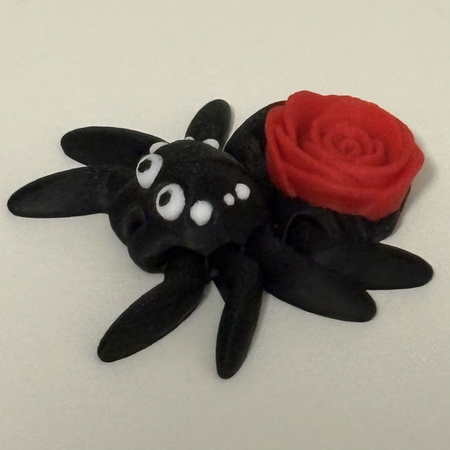 3D Printed Spider With Red Rose 