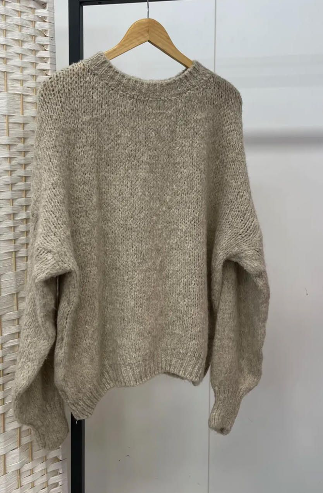 Soft Oversized Zachte Gebreide Trui Taupe
