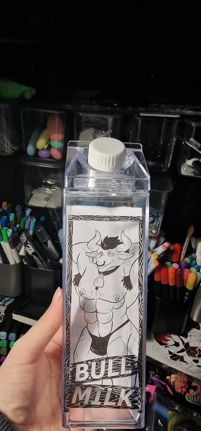 Bull Milk Carton Shaped Water Bottle (MADE TO ORDER) 