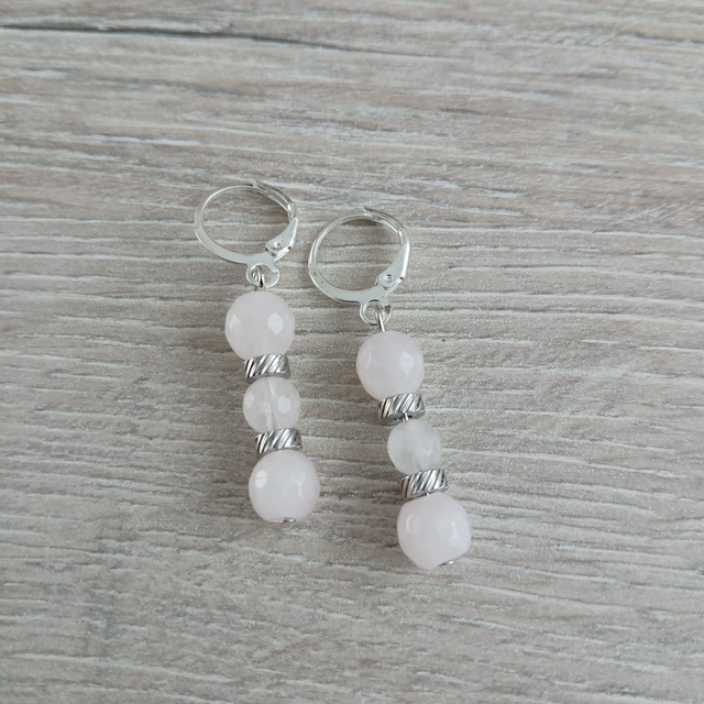 Damesoorbellen met Rozenkwarts – Facetgeslepen Roze Edelstenen (1.219)