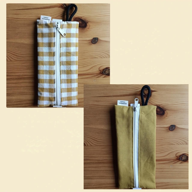 Stiftemäppchen/Etui mit Reißverschluss, 8×19cm, Gummiband zum Befestigen an z.B. Kalender, Schlaufe zum Aufhängen, schlichtere und weitere Designs