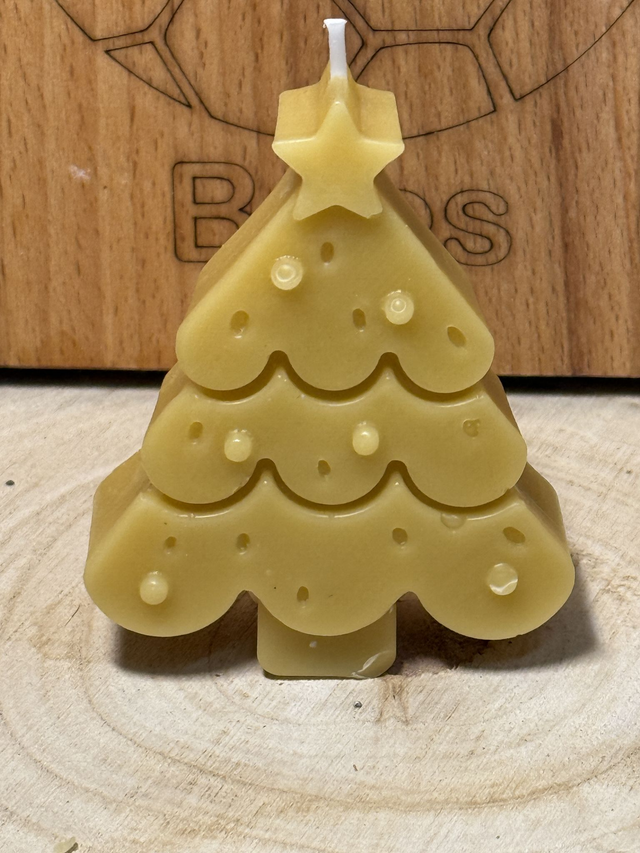 Christmas Tree (Flat) Shaped Candle - 100% Beeswax
