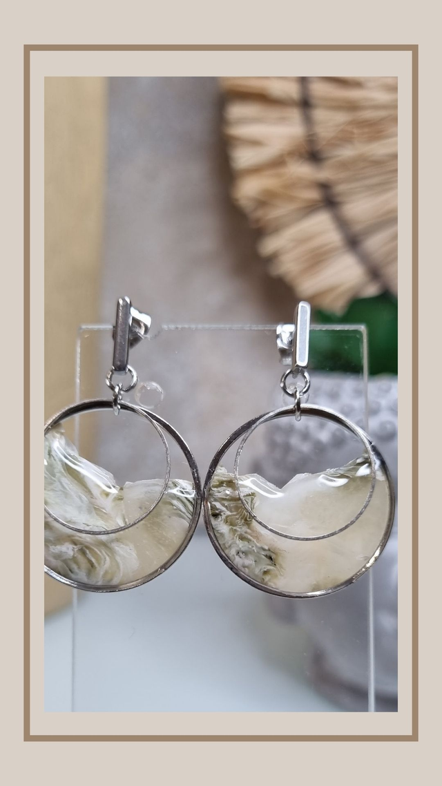 Boucles d&#039;oreilles fausse pierre naturelle rondes 