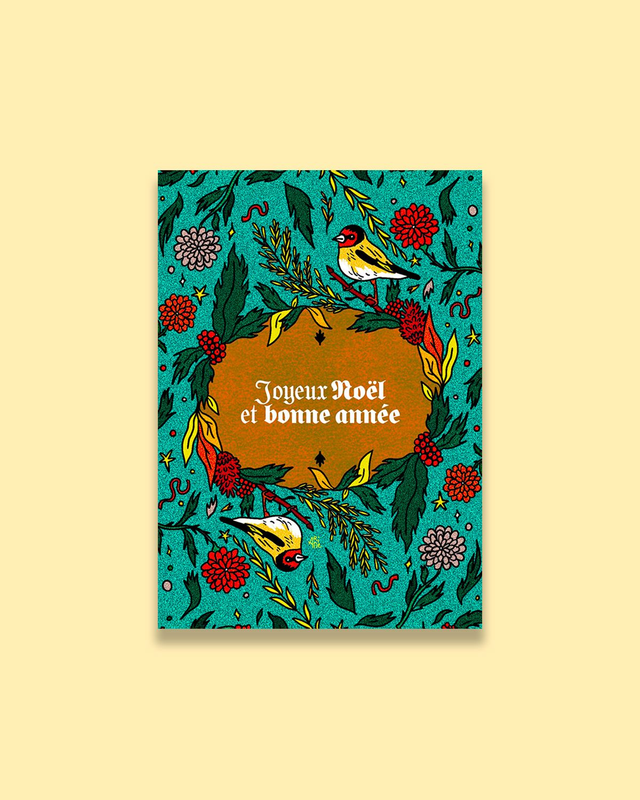 Noël: carte de voeux oiseaux et nature