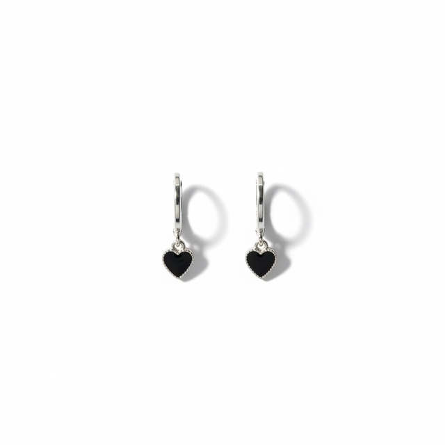 Orecchini cuore nero silver 26TG-15