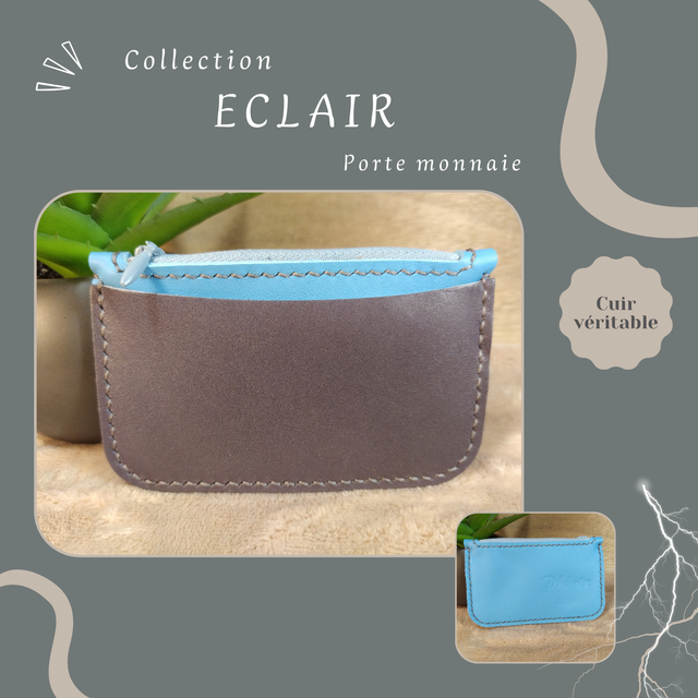 ECLAIR porte monnaie/carte - Turquoise &amp; Gris