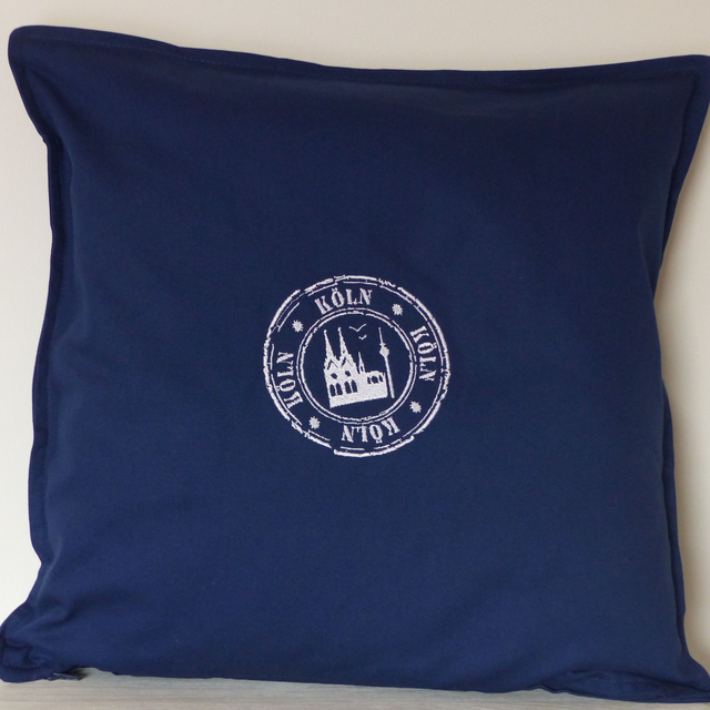 Kissenhülle dunkelblau „Köln Stempel“