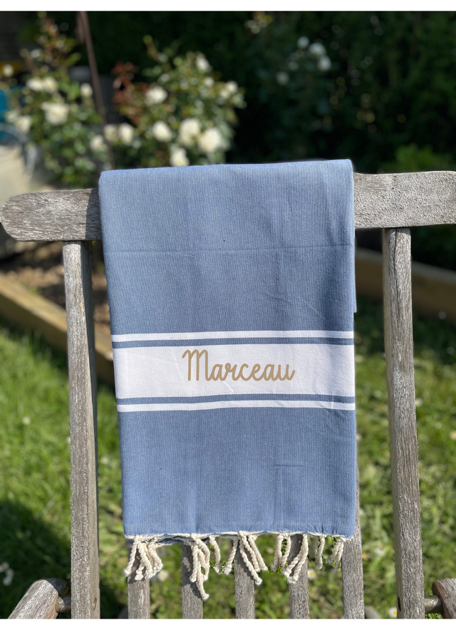Fouta bleu turquin - Personnalisable