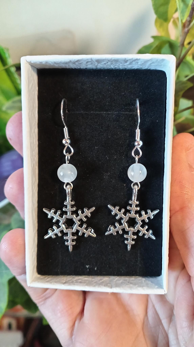 Selenite Snowflake Earrings