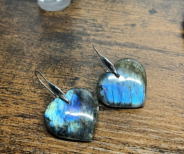 Boucles d’oreilles en argent et Labradorite