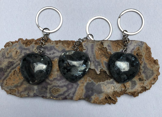 Porte Clés Cœur en Larvikite