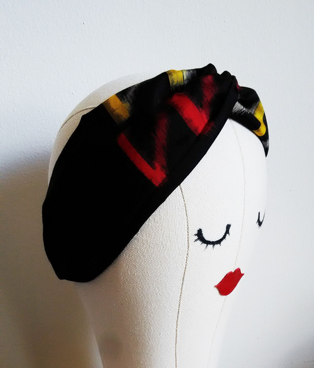 Japanese Silk Fabric Headband, Black Headband, Hair accessary, Gift for her, Hair band, Vintage Silk Fabric Accessory