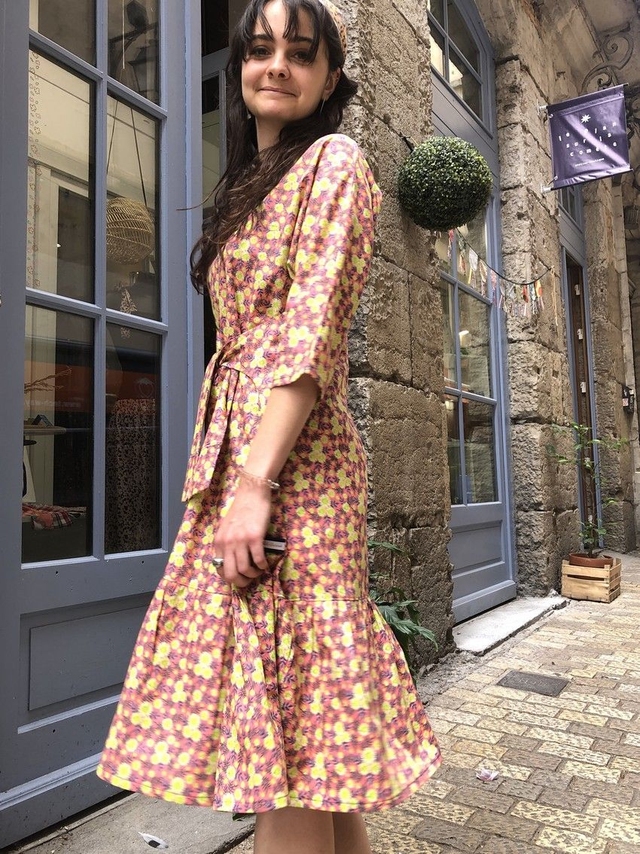  Robe Folkado rose fleurs