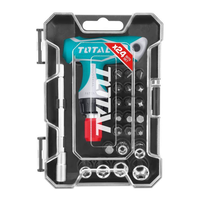 Llave en T con juego de puntas y vasos  TOTAL  ref.TACSD30186