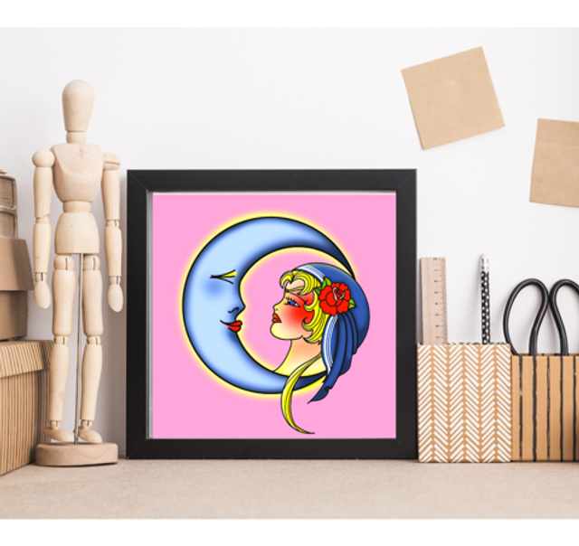 Nautical Moon Girl Art Print