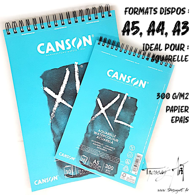 CANSON - CARNET SPIRALE XL AQUARELLE - CA013