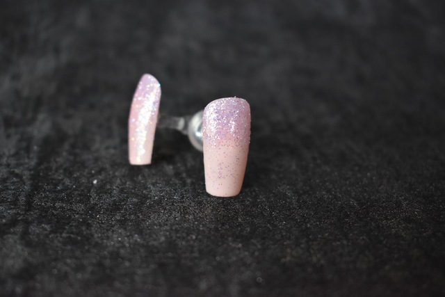 Press-on pastel rose et mauve à fleurs taille 3