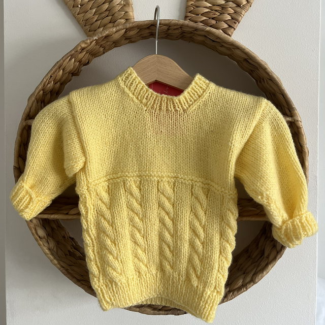 Yellow hand knitted jumper