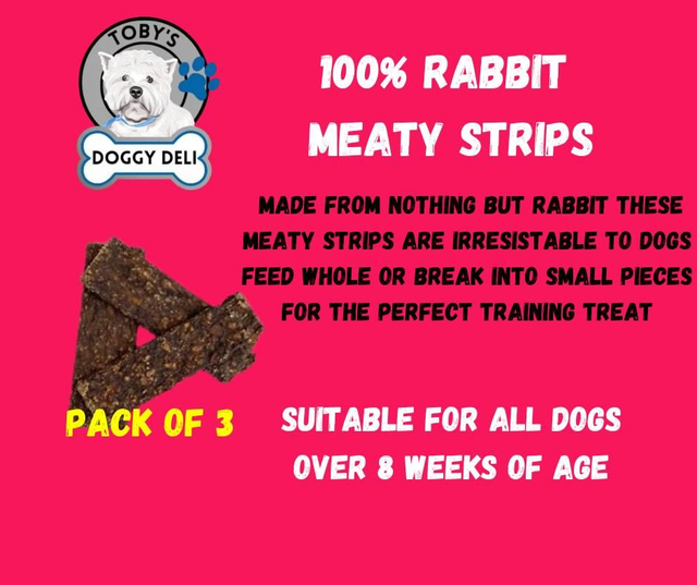 100% Rabbit Meaty Strips (3 Pack)
