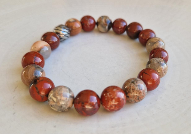 Bracelet Homme JASPE ROUGE 10mm