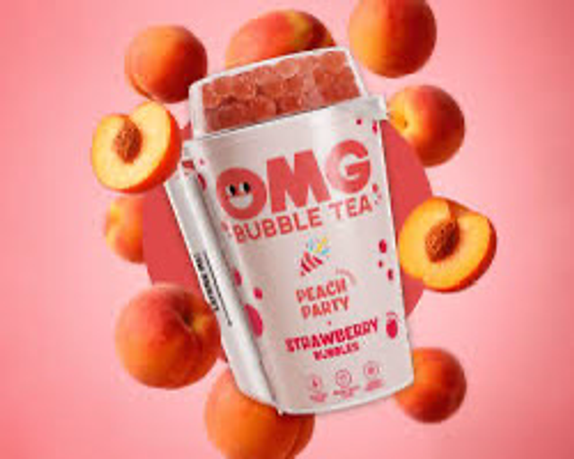 OMG Bubble Tea – Peach Party (Strawberry Bubbles) 